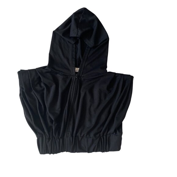 ROMA CONCEPT by Rosee Size L Black Sleeveless Hoodie Crop Sweatshirt Top - Picture 2 of 10